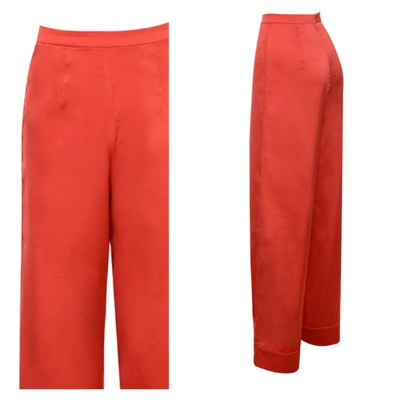 House of CB ‘Ayain' Dark Orange Wide Leg Satin Trousers - Picture 4 of 6